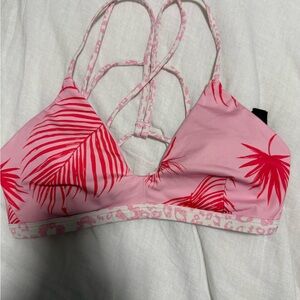 Hurley Pink and Red Floral Bikini Top